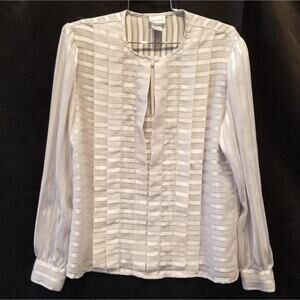 Nicola Vintage Ruffle Blouse Puff Sleeves Pearl Buttons Size 10